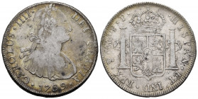 Charles IV (1788-1808). 8 reales. 1799. Potosí. PP. (Cal-1003). Ag. 26,96 g. Choice F. Est...60,00. 

Spanish Description: Carlos IV (1788-1808). 8 ...