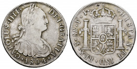 Charles IV (1788-1808). 8 reales. 1804. Potosí. PJ. (Cal-1008). Ag. 26,64 g. Almost VF/VF. Est...80,00. 

Spanish Description: Carlos IV (1788-1808)...