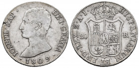 Joseph Napoleon (1808-1814). 20 reales. 1809. Madrid. AI. (Cal-36). Ag. 26,95 g. Small planchet flaw on obverse. Almost VF/VF. Est...250,00. 

Spani...