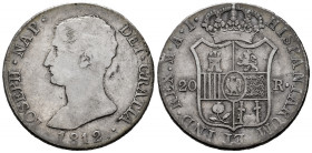 Joseph Napoleon (1808-1814). 20 reales. 1812. Madrid. AI. (Cal-43). Ag. 26,68 g. Choice F/Almost VF. Est...150,00. 

Spanish Description: José Napol...