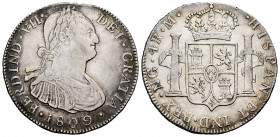 Ferdinand VII (1808-1833). 4 reales. 1809. Guatemala. M. (Cal-1042). Ag. 13,34 g. Bust of Charles IV. Rare. Choice VF. Est...250,00. 

Spanish Descr...