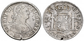 Ferdinand VII (1808-1833). 4 reales. 1812. Santiago. FJ. (Cal-1120). Ag. 13,30 g. Edge defect. Scarce. Almost VF. Est...180,00. 

Spanish Descriptio...