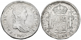 Ferdinand VII (1808-1833). 8 reales. 1821. Durango. CG. (Cal-1199). Ag. 26,30 g. Cleaned. Third king´s bust. Almost VF/VF. Est...150,00. 

Spanish D...