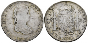 Ferdinand VII (1808-1833). 8 reales. 1822. Guanajuato. JM. (Cal-1218). Ag. 26,54 g. Scarce. F. Est...70,00. 

Spanish Description: Fernando VII (180...