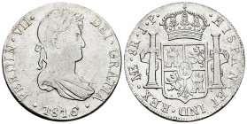 Ferdinand VII (1808-1833). 8 reales. 1816. Lima. JP. (Cal-1249). Ag. 26,97 g. Hairlines from strike. Slightly cleaned. VF/Choice VF. Est...150,00. 
...