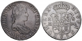 Ferdinand VII (1808-1833). 8 reales. 1815. Madrid. GJ. (Cal-1269). Ag. 26,93 g. Toned. Choice VF. Est...300,00. 

Spanish Description: Fernando VII ...