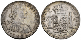 Ferdinand VII (1808-1833). 8 reales. 1809. Mexico. TH. (Cal-1308). Ag. 26,94 g. Imaginary bust. Toned. VF. Est...120,00. 

Spanish Description: Fern...