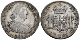 Ferdinand VII (1808-1833). 8 reales. 1810. Mexico. HJ. (Cal-1314). Ag. 26,96 g. Imaginary bust. Almost VF. Est...90,00. 

Spanish Description: Ferna...