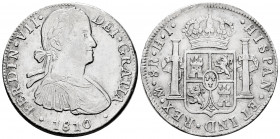 Ferdinand VII (1808-1833). 8 reales. 1810. Mexico. HJ. (Cal-1312). Ag. 26,84 g. Imaginary bust. Slightly cleaned. VF. Est...160,00. 

Spanish Descri...