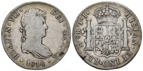 Ferdinand VII (1808-1833). 8 reales. 1814. Mexico. JJ. (Cal-1326). Ag. 26,70 g. Choice F. Est...60,00. 

Spanish Description: Fernando VII (1808-183...