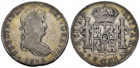 Ferdinand VII (1808-1833). 8 reales. 1816. Mexico. JJ. (Cal-1331). Ag. 26,65 g. Toned. Choice F. Est...60,00. 

Spanish Description: Fernando VII (1...