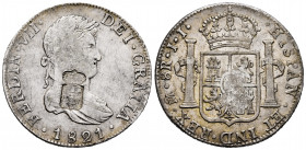 Ferdinand VII (1808-1833). 8 reales. 1821. Mexico. JJ. (Cal-1337). Ag. 26,88 g. Counterfeit countermark of Portugal. Almost VF. Est...75,00. 

Spani...