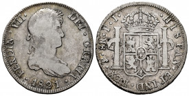 Ferdinand VII (1808-1833). 8 reales. 1821. Potosí. PJ. (Cal-1385). Ag. 26,42 g. Choice F. Est...60,00. 

Spanish Description: Fernando VII (1808-183...