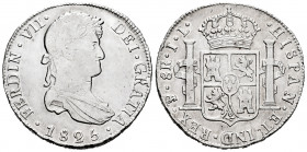 Ferdinand VII (1808-1833). 8 reales. 1825. Potosí. JL. (Cal-1394). Ag. 26,94 g. Republican coinage. Almost VF. Est...90,00. 

Spanish Description: F...