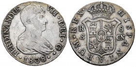 Ferdinand VII (1808-1833). 8 reales. 1808. Sevilla. CN. (Cal-1411). Ag. 26,69 g. Bare bust. Almost VF/VF. Est...200,00. 

Spanish Description: Ferna...