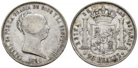 Elizabeth II (1833-1868). 20 reales. 1850. Madrid. (Cal-592). Ag. 25,85 g. Minor nick on edge. Almost VF. Est...75,00. 

Spanish Description: Isabel...