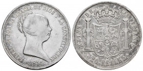 Elizabeth II (1833-1868). 20 reales. 1851. Madrid. (Cal-593). Ag. 25,49 g. Choice F. Est...70,00. 

Spanish Description: Isabel II (1833-1868). 20 r...