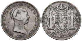 Elizabeth II (1833-1868). 20 reales. 1854. Madrid. (Cal-594). Ag. 25,60 g. Minor nick on edge. Almost VF. Est...90,00. 

Spanish Description: Isabel...