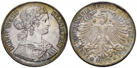 Germany. Frankfurt am Main. 2 thaler. 1862. (Km-365). (Dav-651). Ag. 36,84 g. Beautiful slightly iridescent patina. This coin is exempt from any expor...