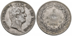 France. Louis Philippe I. 5 francs. 1831. Paris. A. (Km-745.1). Ag. 24,61 g. Almost VF/Choice F. Est...30,00. 

Spanish Description: Francia. Louis ...