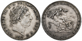 Great Britain. George III. 1 crown. 1819 LIX. (Spink-3787). (Km-675). (Dav-103). Ag. Edge inscription DECUS ET TUTAMEN* ANNO REGNI LIX*. XF. Est...200...