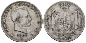Italy. Napoleon Bonaparte. 5 lire. 1808. Milano. M. (Km-10.1). (Mir-Milano 480/2). Ag. 24,69 g. Minor nicks on edge. Choice F. Est...60,00. 

Spanis...