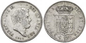Italy. Kingdom of the two Sicilies. Ferdinando II. Piastra (120 grana). 1841. Sicilia. (Gig-66). (Mont-764). (Pagani-202). Ag. 27,48 g. Almost VF/VF. ...