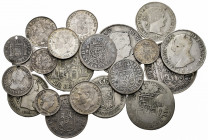 Lot of 21 different silver coins of the Spanish Monarchy. TO EXAMINE. F/VF. Est...70,00. 

Spanish Description: Lote de 21 monedas de plata diferent...