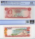 Bahamas, 3 Dollars, 1965, UNC, p19a
PCGS 64, serial number: A 130992, Queen Elizabeth II portrait