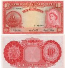 Bahamas, 10 Shillings, 1953, XF, p13a
serial number: A/3 148074, natural, Queen Elizabeth II portrait