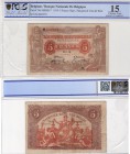 Belgium, 5 Francs, 1919, FINE, p74b
PCGS 15, serial number: M 682579