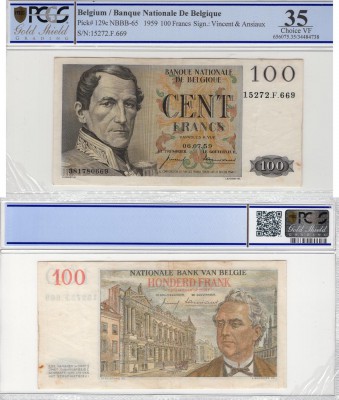 Belgium, 100 Francs, 1959, VF, p129c
PCGS 35, serial number: 15272.F.669, King ...