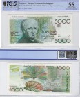 Belgium, 5.000 Francs, 1986-1989, AUNC, p145a
PCGS 55, serial number: 71504110580, Flemish poet and writer Guido Gezelle portrait