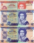Belize, 2 and 5 Dollars, 2011, UNC, ( 2 different banknotes)
2 Dollars; serial number: DL 079028, p66d, 5 Dollars; serial number: DN 898198, p67e, Qu...