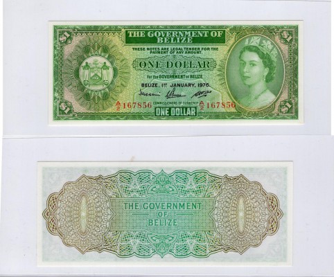 Belize, 1 Dollar, 1976, UNC, p33c
serial number:A/2 167856, Queen Elizabeth II ...