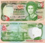 Bermuda, 20 Dollars, 1989, UNC, p37b
serial number: B/2 000157, Queen Elizabeth II portrait, LOW SERİAL NUMBER