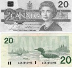 Canada, 20 Dollars, 1991, UNC, p97b
serial number: ASK 30454403, signs: Bonin- Thiessen, Queen Elizabeth II portrait