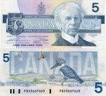 Canada, 5 Dollars, 1986, VF / XF, p95b
BC: 56bA, serial number: FNX 3667663, signs: Thiessen- Crow, Canadian politician and journalist Sir Wilfrid La...