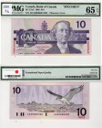 Canada, 10 Dollars, 1989, UNC, BC: 57aS, SPECİMEN
PMG 65, EPQ, serial number: ADA 00000 0693, signs: Thiessen -Crow, firs prime minister of Canada, S...