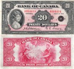 Canada, 20 Dollars, 1935, XF, p9b, VERY RARE
serial number: A084414, on the left there is a portrait of Queen Elizabeth II, an 8-year-old princess ye...