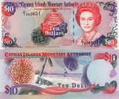 Cayman Islands, 10 Dollars, 2005, UNC, p34a
serial number: C/1 000801, LOW SERİAL NUMBER, Queen Elizabeth II portrait