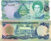 Cayman Islands, 50 Dollars, 2001, UNC, p29a
serial number: C/1 000037, LOW SERİAL NUMBER, Queen Elizabeth II portrait