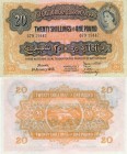 East African, 20 Shillings, 1955, UNC, p35a
serial number: G79 19442, Queen Elizabeth II portrait, RARE