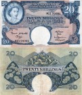 East Africa, 20 Shillings, 1961, VF / XF, p43a
serial number: M21 29081, Queen Elizabeth II portrait