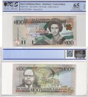 East Caribbean States, 100 Dollars, 2000, UNC, p41d
PCGS 65, OPQ, serial number: C 224920D, Queen Elizabeth II portrait, Dominica Islands