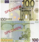 Euro, 100 Euro, 2001, UNC, SPECİMEN
serial number: 012345678900, SPECİMEN
