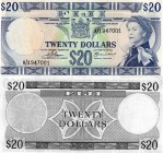 Fiji, 20 Dollars, 1974, XF, p75b
seri numarası: A/1 947001, Sign: D.J.Barnes and R. J. Earland, Queen Elizabeth II portrait