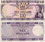 Fiji, 10 Dollars, 1974, XF, p74b
seri numarası: A/4 244537, Sign: D.J.Barnes and R. J. Earland, Queen Elizabeth II portrait