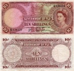 Fiji, 10 Shillings, 1964, VF (-), p52d
serial number: C/7 128425, Queen Elizabeth II portrait