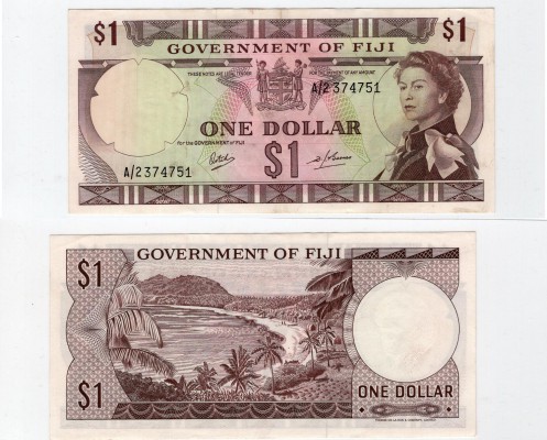 Fiji, 1 Dollar, 1969, XF (+), p59a
serial number:A/2 374751, Queen Elizabeth II...